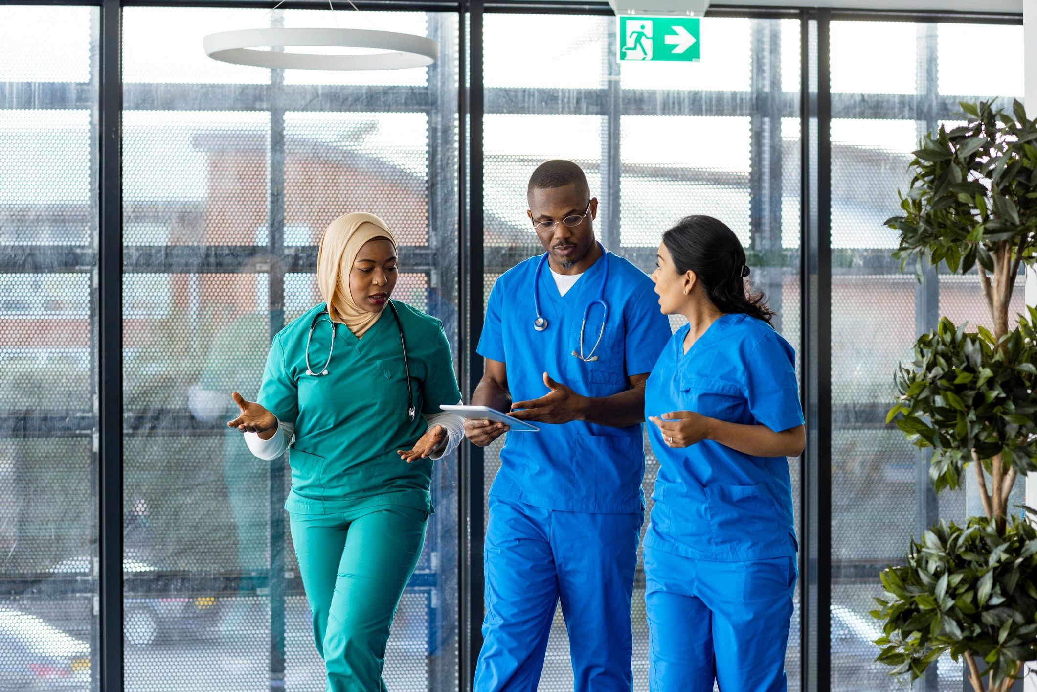 Healthcare team walking together