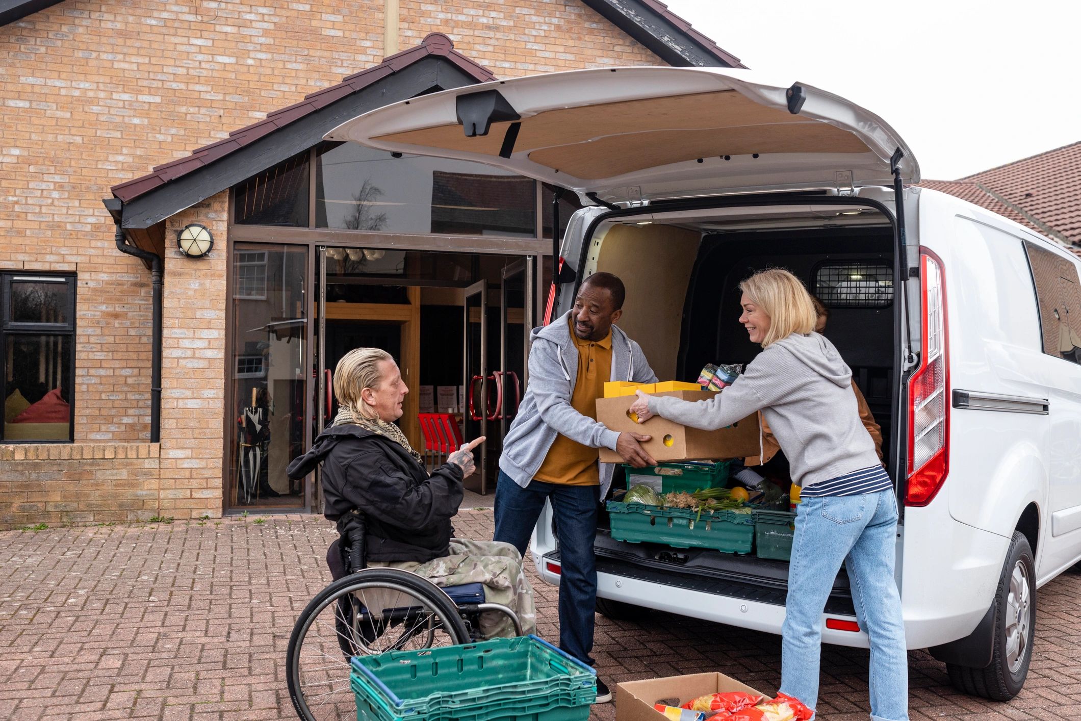 Support team unloading delivery supplies